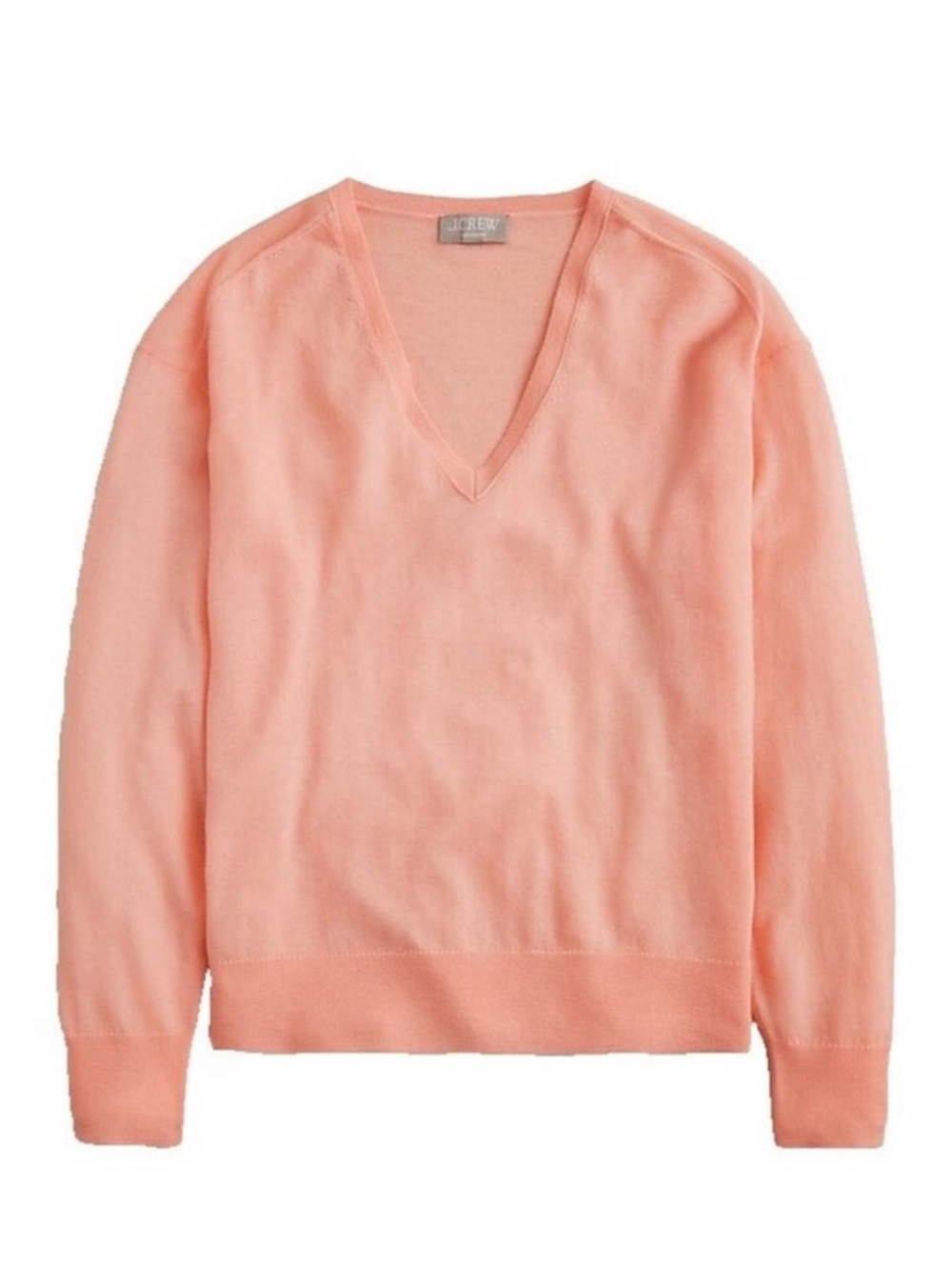 NWT J. Crew Oversized Featherweight Cashmere V-neck Sweater Blushed Peach